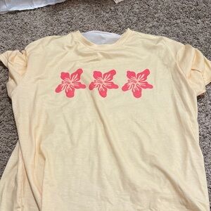 Yellow T-Shirt with Pink Floral Design
